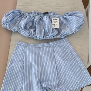REVOLVE Light Blue Striped High Waist Shorts